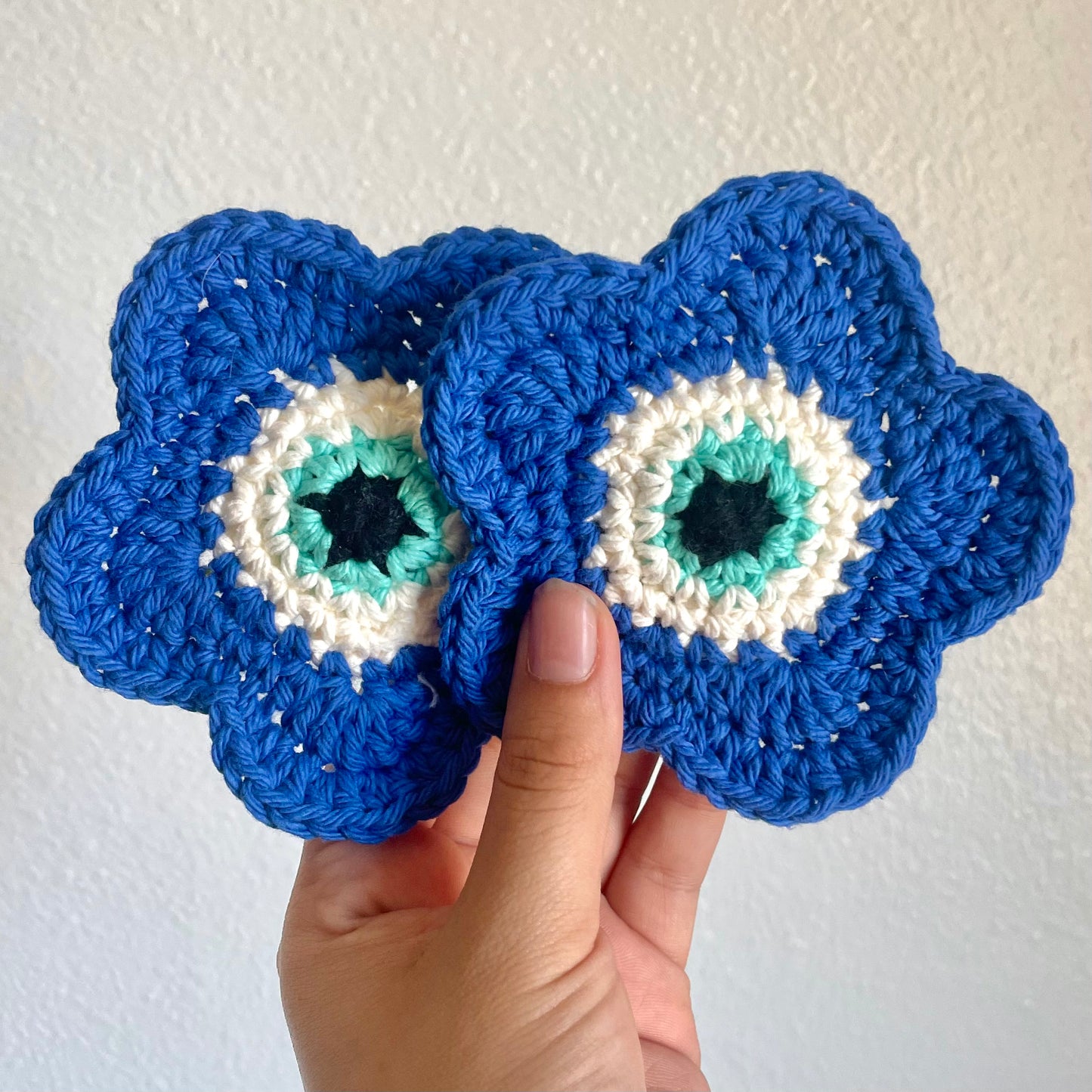 Evil Eye Crochet Flower Coaster