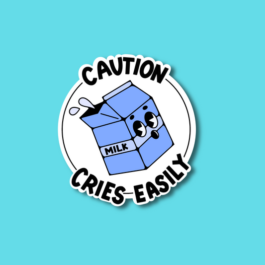 “Caution, Cries Easily” Milk Carton Sticker