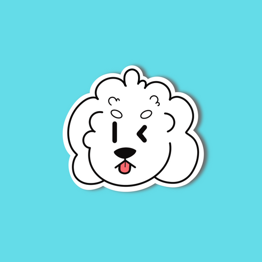 White Fluffy Dog Sticker